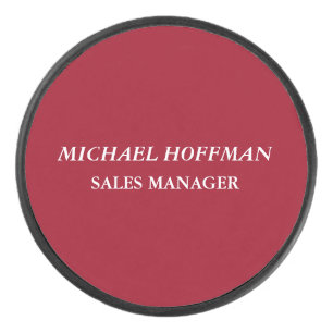 Creative Carmine Red Minimalist Classical Italic Hockey Puck