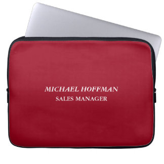 Creative Carmine Red Minimalist Classical Italic Laptop Sleeve