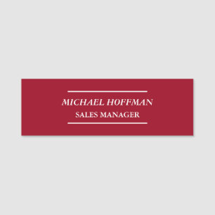 Creative Carmine Red Minimalist Classical Italic Name Tag