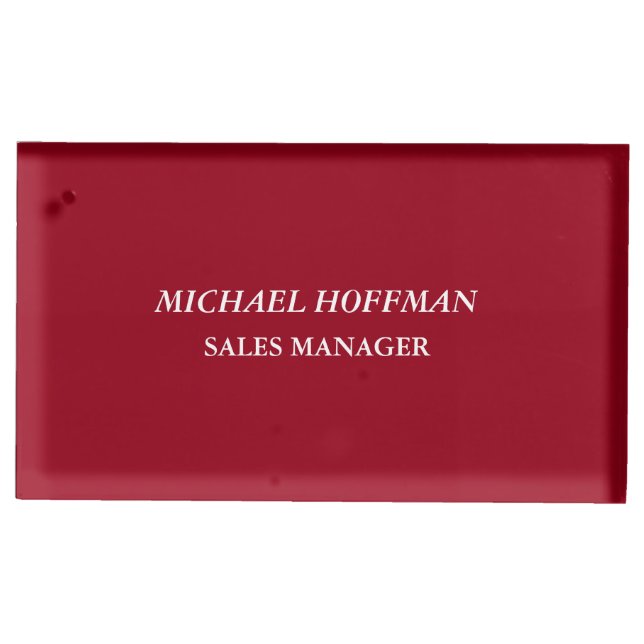 Creative Carmine Red Minimalist Classical Italic Place Card Holder (Front)