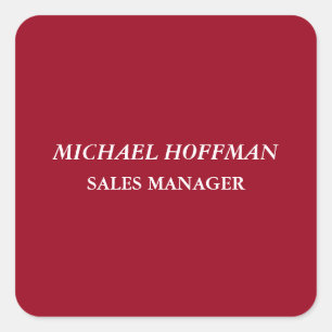 Creative Carmine Red Minimalist Classical Italic Square Sticker