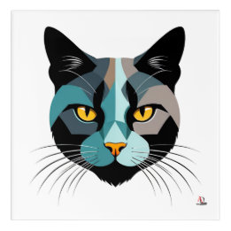 Creative Cat Head Illustration Acrylic Print