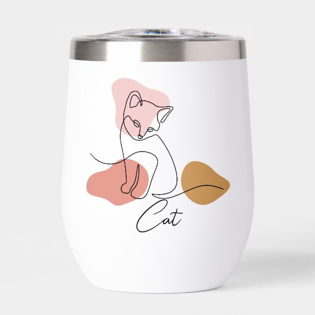 Creative Cat with Square Frame  Thermal Wine Tumbler (Front)