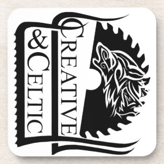 Creative & Celtic Logo Black and White Beverage Coaster