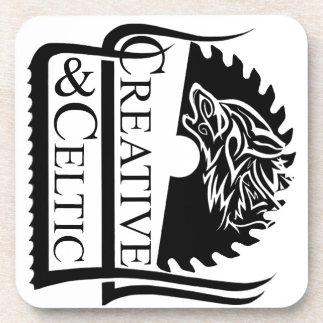 Creative & Celtic Logo Black and White Beverage Coaster (Front)