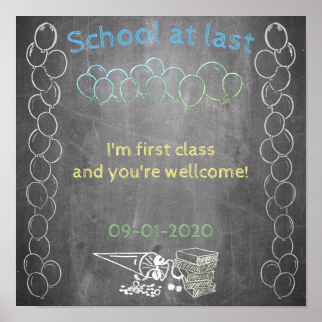 Creative Chalkboard School Illustration Poster (Front)
