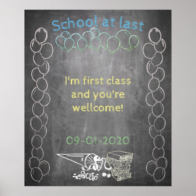 Creative Chalkboard School Illustration Poster (Front)