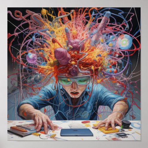 Creative Chaos _ Colorful Messy Brain Poster
