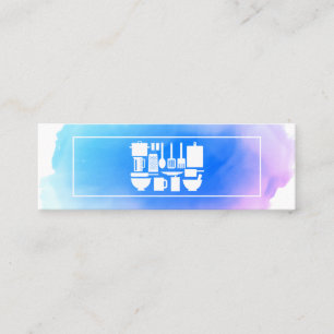 Creative Chef Kitchen Utensils Watercolor Mini Business Card