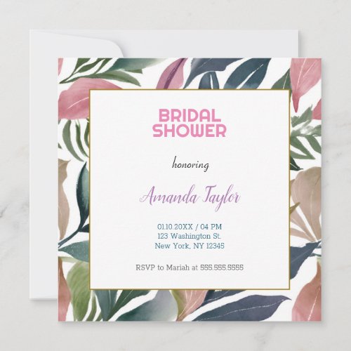 Creative Chic Floral Minimalist Bridal Shower Invitation