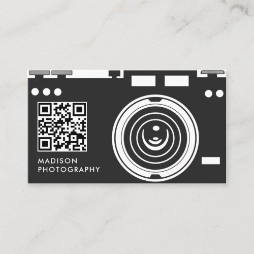 Creative  Chic Photography Black Qr Code Business Card
