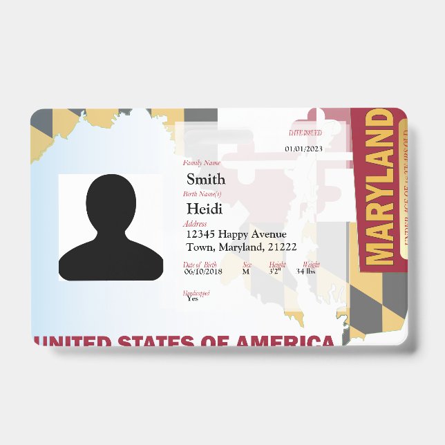 CREATIVE Child ID- Maryland Flag -RED Badge (Front)