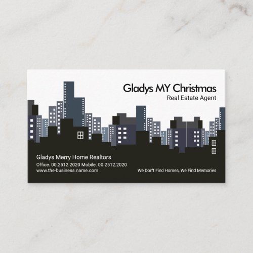 Creative City Skyline Silhouette Home Care Realtor Business Card