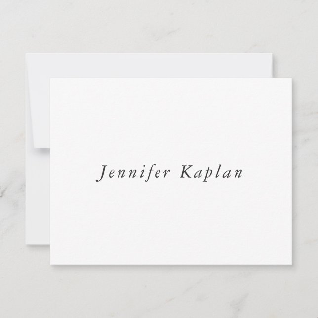 Creative Classical White Minimalist Professional Note Card (Front)