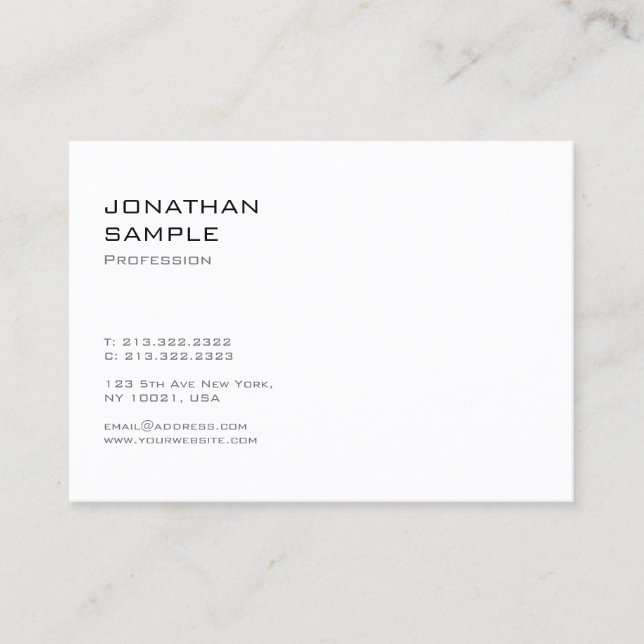 Creative Clean Design Modern Trendy Cool Plain Business Card (Front)