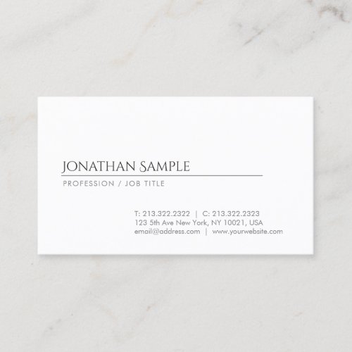 Creative Clean Design Professional Stylish Plain Business Card