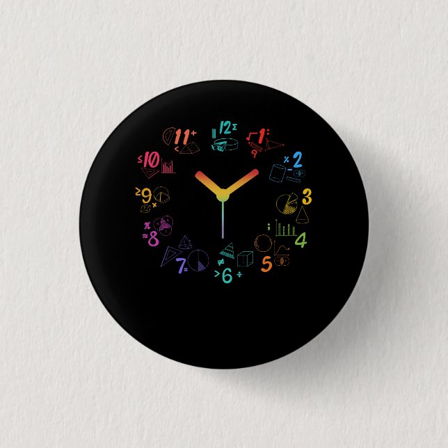 Creative Clock Math Love this Math clock Time Math Button (Front)