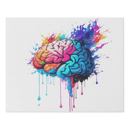 Creative Colorful Brain Splash Artwork Faux Canvas Print