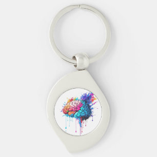Creative Colorful Brain Splash Artwork Keychain