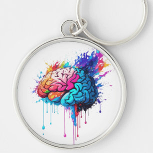 Creative Colorful Brain Splash Artwork Keychain