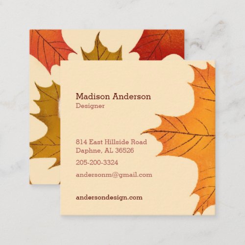 Creative Colorful Fall Maple Leaf Business Card