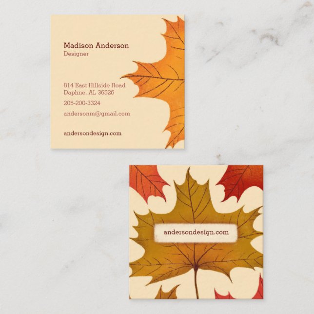 Creative Colorful Fall Maple Leaf Business Card (Front/Back)