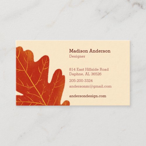 Creative Colorful Fall Oak Leaf Business Card