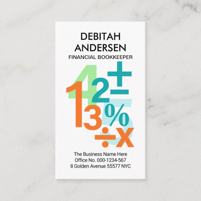 Creative Colorful Finance Numbers Business Card (Front)