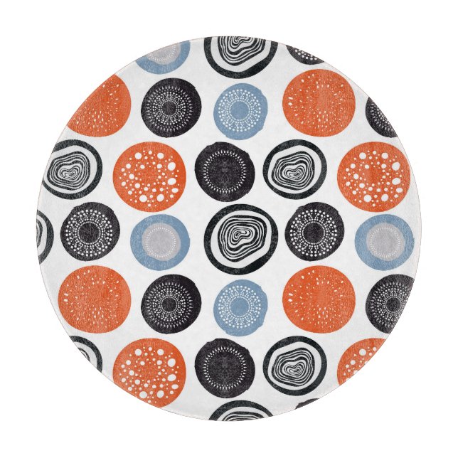 Creative, colorful geometric circle pattern. cutting board (Front)