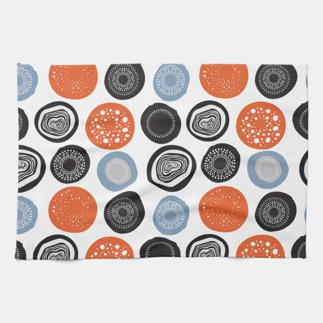 Creative, colorful geometric circle pattern. kitchen towel (Horizontal)