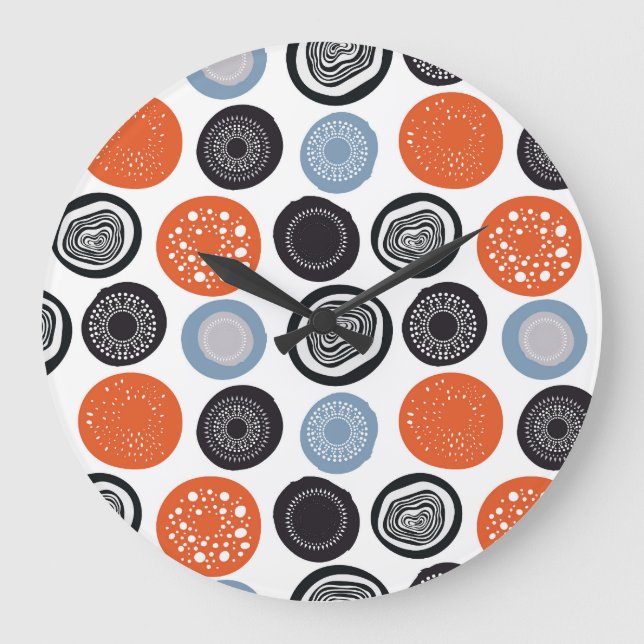 Creative, colorful geometric circle pattern. large clock (Front)