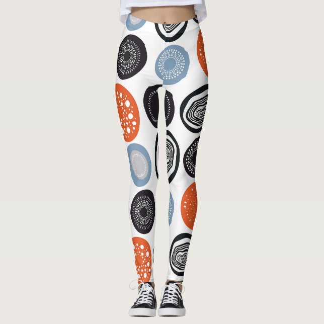 Creative, colorful geometric circle pattern. leggings (Front)