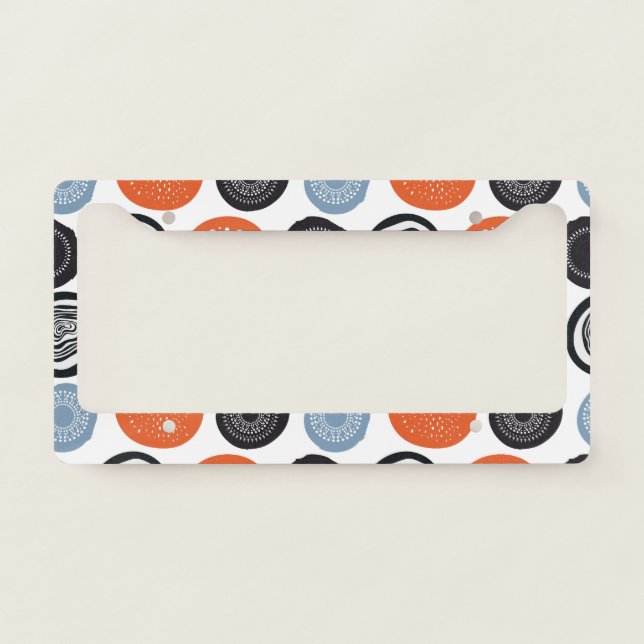 Creative, colorful geometric circle pattern. license plate frame (Front)