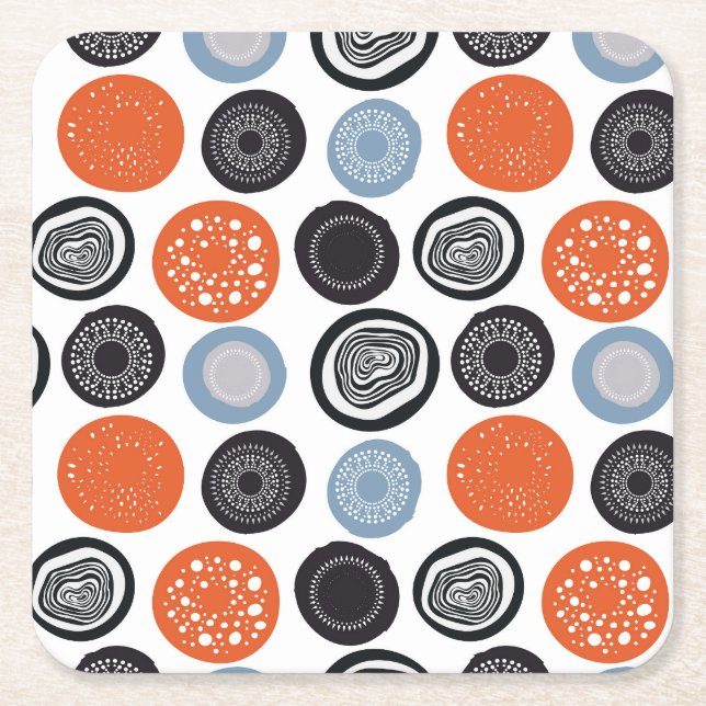 Creative, colorful geometric circle pattern. square paper coaster (Front)