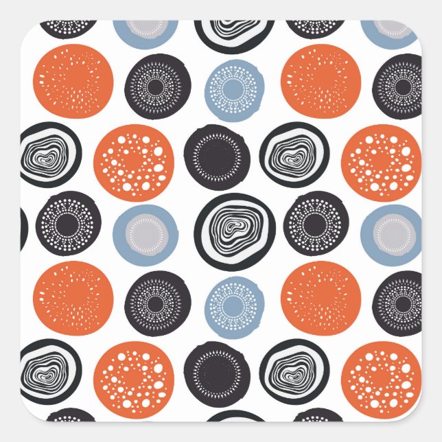 Creative, colorful geometric circle pattern. square sticker (Front)