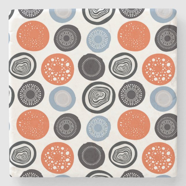 Creative, colorful geometric circle pattern. stone coaster (Front)