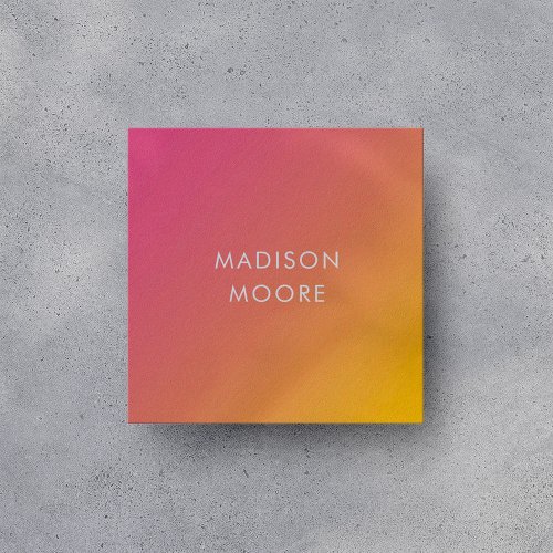 Creative Colorful Pink Yellow Gradient Ombr  Square Business Card