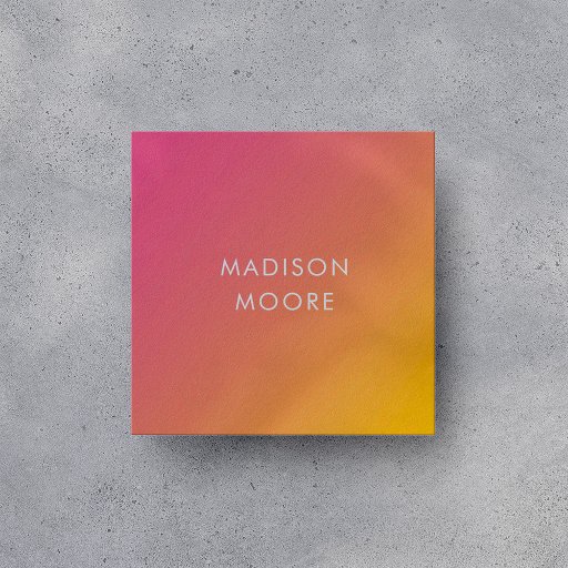 Customizable Creative Colorful Pink Yellow Gradient Ombré  Square Business Card