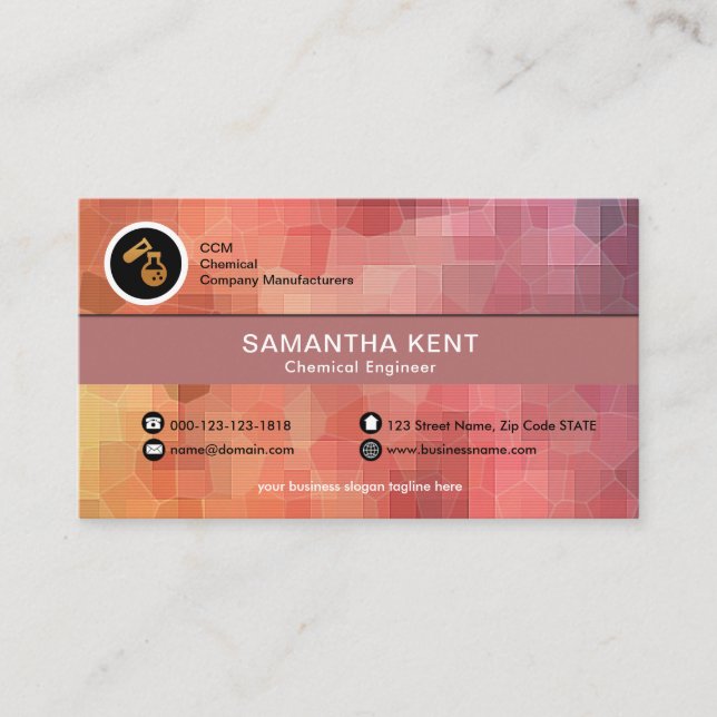 Creative Colorful Polygon Molecules Chemist Business Card (Front)