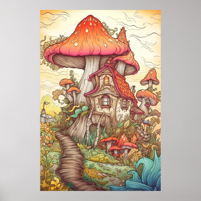 Creative Colorful Psychedelic Mushroom Art Poster (Front)