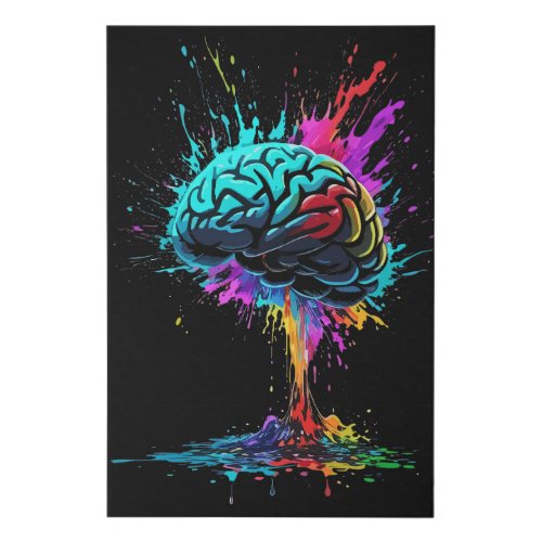Creative Colorful Splash Brain Design Faux Canvas Print