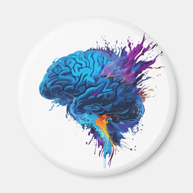 Creative Colorful Splash Brain Design Magnet (Front)