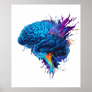 Creative Colorful Splash Brain Design Poster