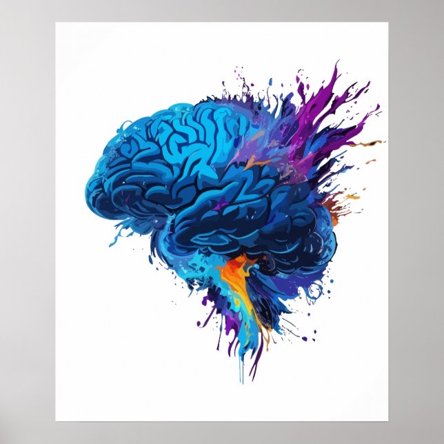 Creative Colorful Splash Brain Design Poster (Front)