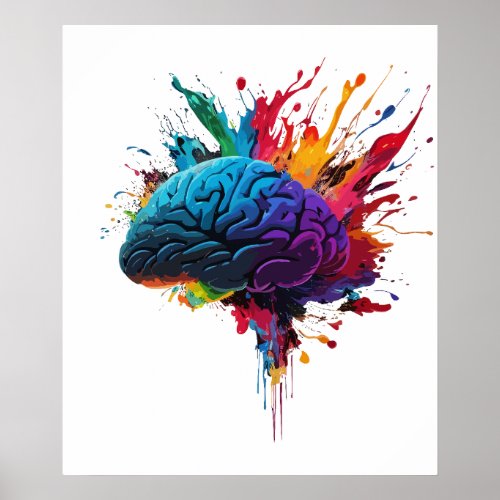 Creative Colorful Splash Brain Design Poster