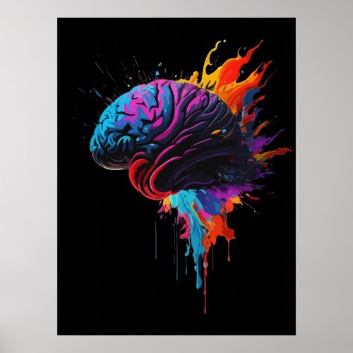 Creative Colorful Splash Brain Design Poster