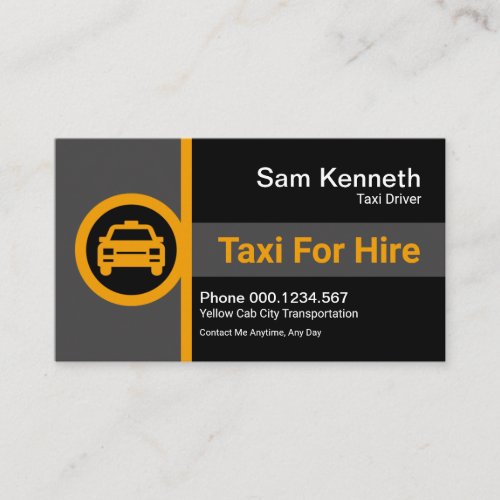 Creative Column Stripe Yellow Taxi Signage Driver Business Card