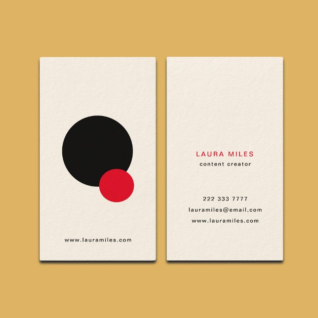 Creative Contemporary Black & Red Circle Geometric Business Card (Creator Uploaded)