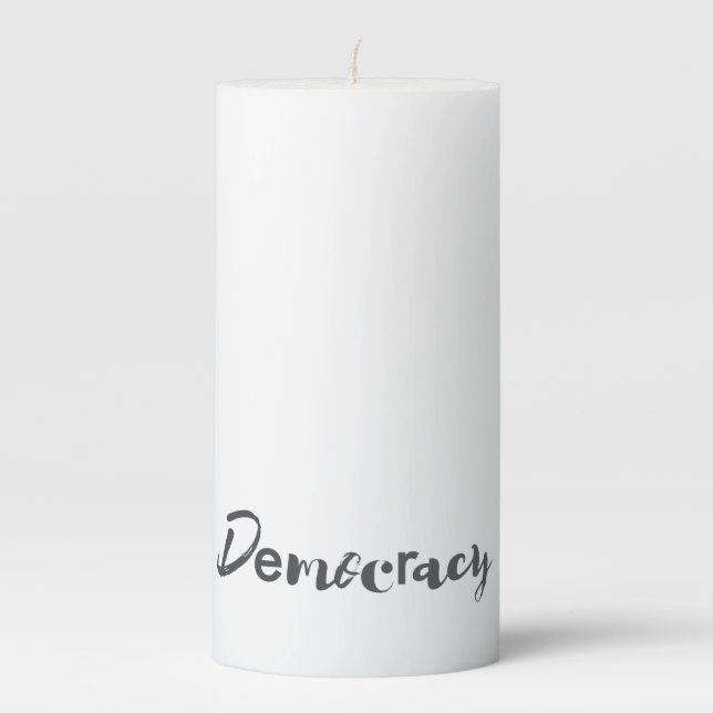 Creative, cool, modern, playful design Democracy Pillar Candle (Front)