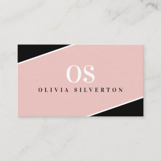 CREATIVE CORNERS classy monogram black pink white Business Card